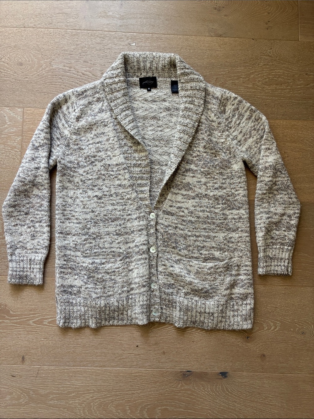 Rachel Comey Baby Alpaca mix Marled Beige and Cream Shawl-Collar Cardigan